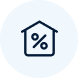 House icon with percentage sign representing mortgage rates