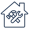 House icon with wrench and screwdriver representing home repair
